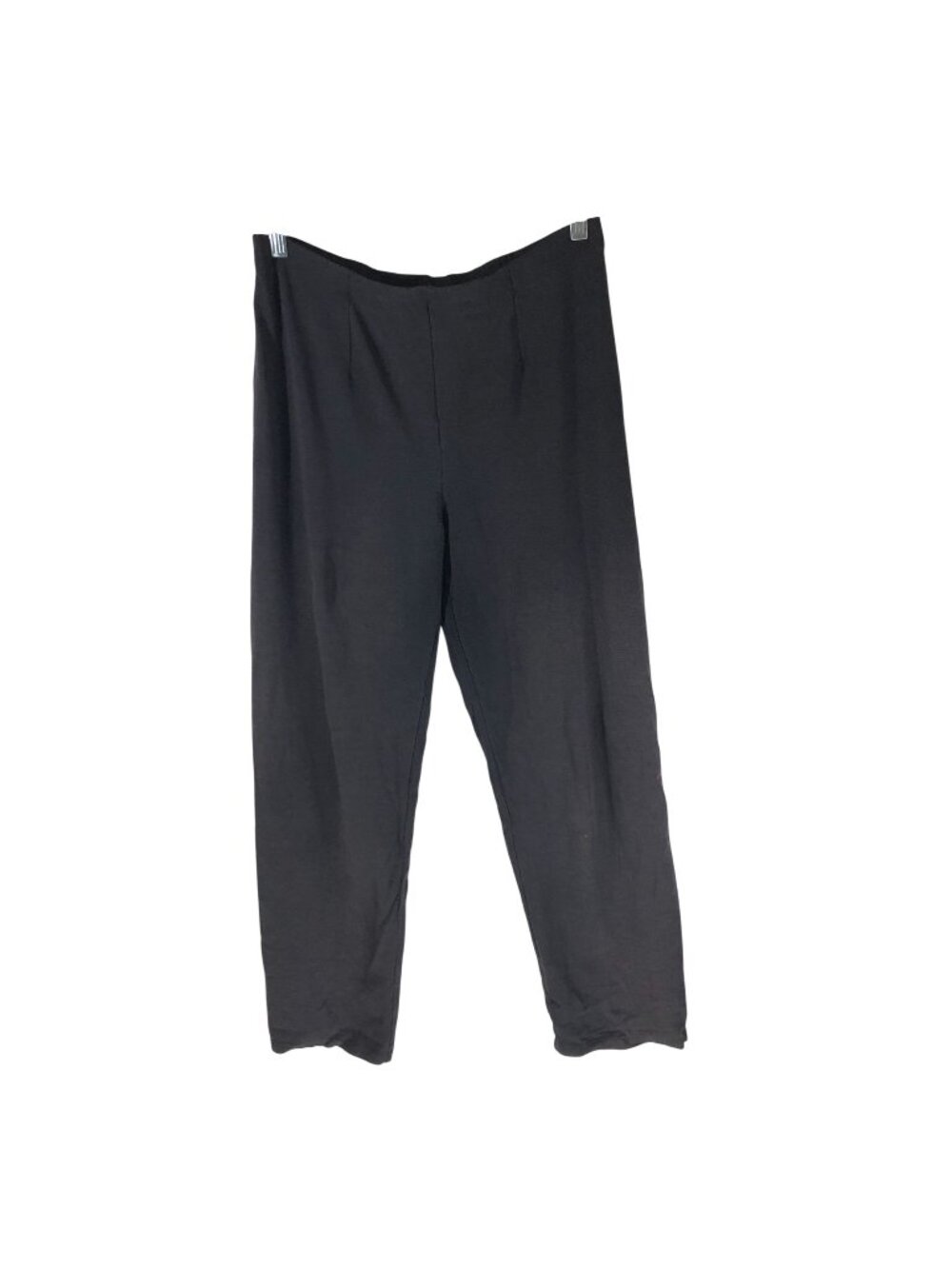Eileen Fisher Black Straight-Leg Pants M Rayon Blend Stretch Waist Pull-On USA